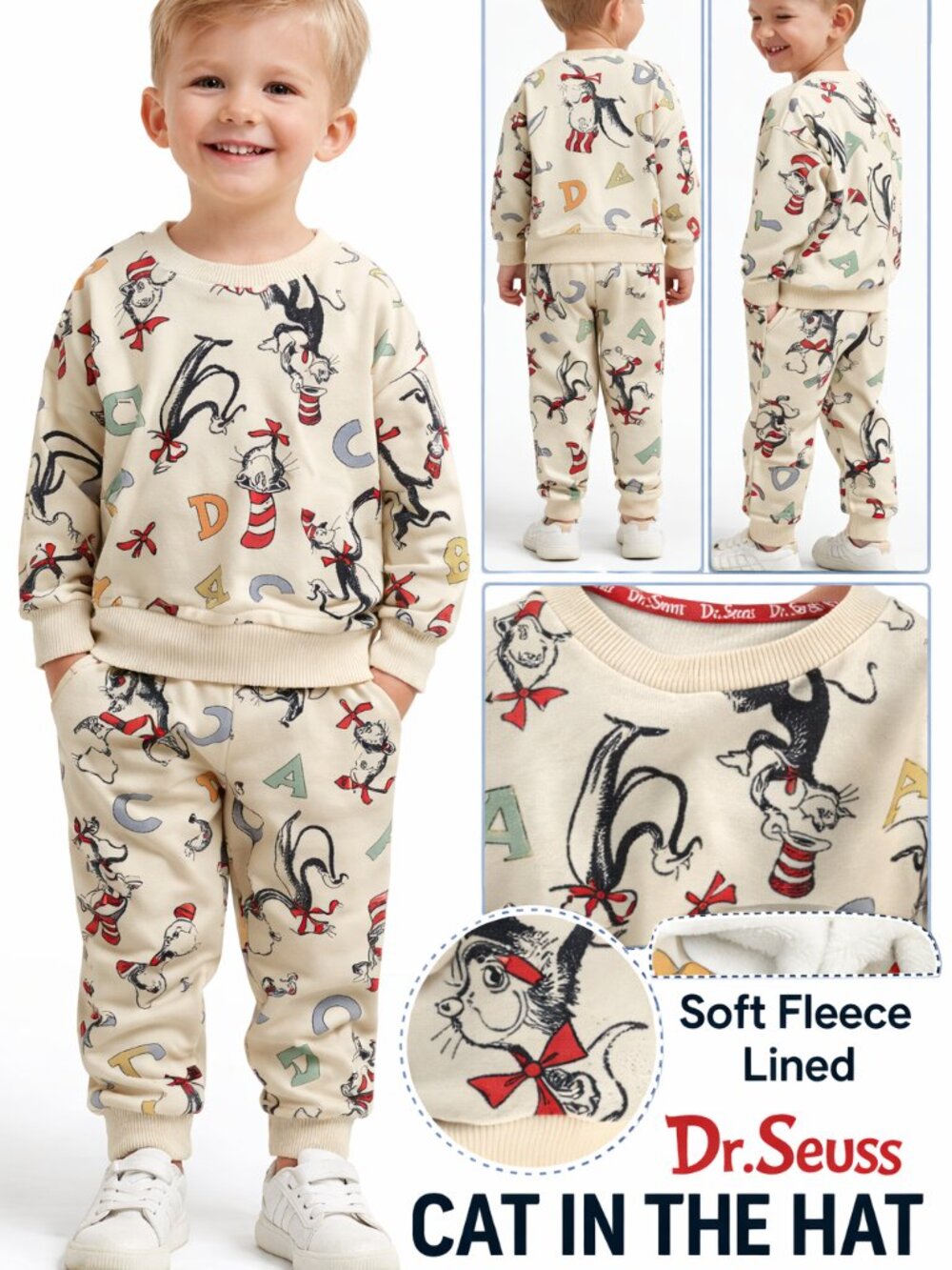 Dr. Seuss Cat In The Hat Fleece Toddler Set 3T Cozy Lounge Outfit